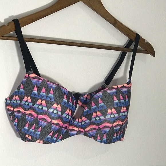 Victoria Secret Pink Pastel Color Pallet Aztec Print Light Life Bra size 34D - Picture 4 of 10